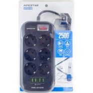 چندراهی برق کینگ‌استار مدل KPS5105 | ۶ پریز برق و ۴ پورت USB